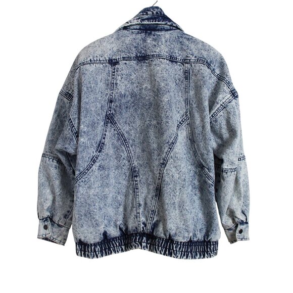 Giacca Blues 80s Acid-wash Denim Bomber Jacket - Picture 2 of 16